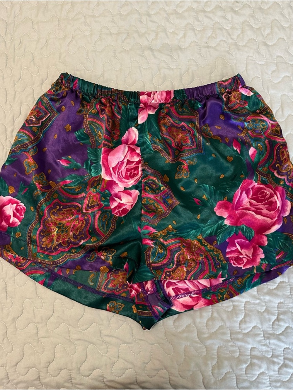 Vintage Made in USA Floral Print Satin Women’s Shorts